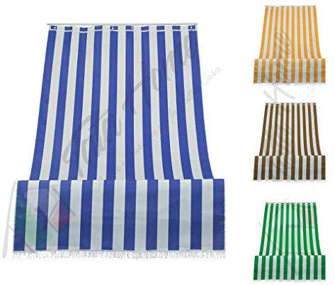 Tenda da Sole a Righe per Balcone Veranda o Terrazzo con Anelli e Ganci Tessuto Resistente da Esterno Misura cm 280x300 Colore Blu