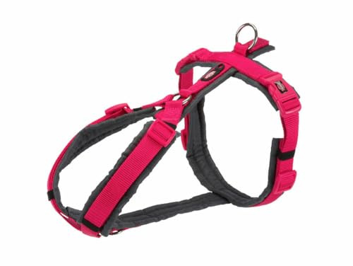 TRIXIE Premium Trekking Wandergeschirr, Fuchsia/Graphit, Größe XL 80-97 cm/25 mm