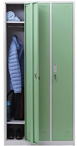 Mendler Schließfach Boston T829 Metall 3 Fächer - grün | Schließfachschrank, Wertfachschrank, Spind