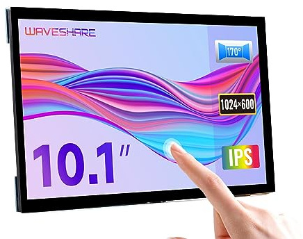 Waveshare 10,1 tum kapacitiv pekskärm LCD (E), 1024 × 600 upplösning HDMI IPS helt laminerad skärm stöder 10-punkts touch för Raspberry Pi, Jetson Nano och PC