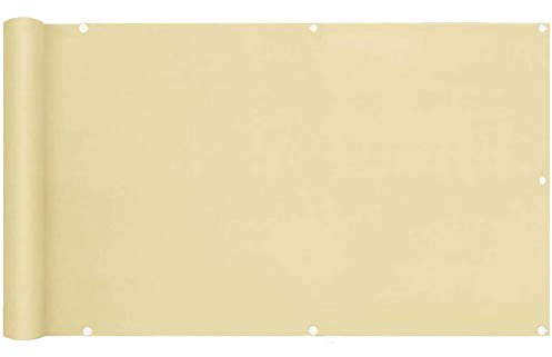 Muchas Sichtschutz Balkonbespannung, Windschutz Sonnenschutz, Wind- und UV-Schutz Wetterfest, für Gartenanlagen, Camping und Freizeit - Beige 0.9x3.5m