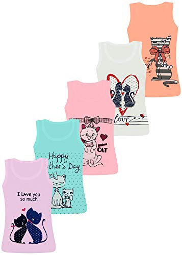 LOREZA ® 5 Stück Mädchen Baumwolle Unterhemden Tank Top - 164-170 (14-15 Jahre) - K-9147