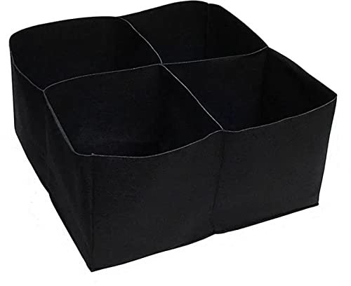 JIUJ Rectangular Raised Beds for Garden Grow Bed Large Planting Bag Raised Planter Container Square Divided Garden Bed 4 Grids Fabric Grow Bags for Multi Vegetables Flowers Garden Black 2mm thick