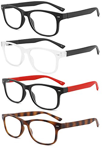 BOSAIL Lesebrille Blaulichtfilter Brille für Damen und Herren（4 Pack）,Federscharnier Lesehilfe Sehhilfe Brille mit Stärke 2.5