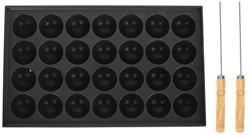 Yardwe Takoyaki-Pfanne Aus Gusseisen Antihaft-Backblech 12.99 X 7.48 X 1.18 in Mit 13 Vertiefungen Für Takoyaki Fischbällchen Und Eier Inklusive 2 Fischkugelnadeln