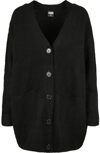 Urban Classics Dam damer tjock fluffig stickad kofta, svart, M