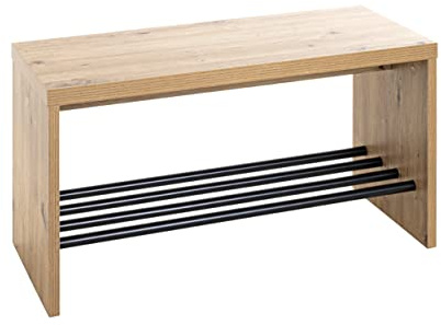 HAKU Schuhbank Eiche, schwarz, MDF, Metall - Maße: B 70 cm x H 40 cm x T 30 cm, Style: Modern