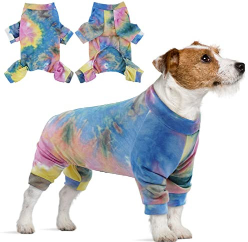 Einteiler für Hunde, Pullover Baumwolle mit Beinen Puppy Overall Jacken Haustier Schlafanzug Hundejacke Winddicht Hundemantel Warm für Kleine Mittlere Hunde(Regenbogen, S)