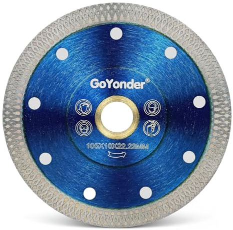GoYonder Super Thin 4 Porcelain Cutting Disc, 105mm Tile Cutting Discs Porcelain Blade for Cutting Ceramic or Tile, Diamond Balde for Angle Grinder (4(105mm)-Blue)
