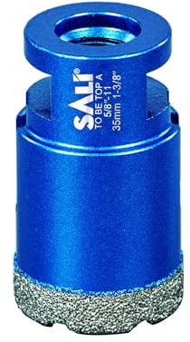 SALI Forets diamantés de 35 mm – Scie-cloche brasée sous vide avec filetage 5/8–11 pour verre, céramique, porcelaine, marbre, brique, granit, quartz, pour meuleuses d'angle