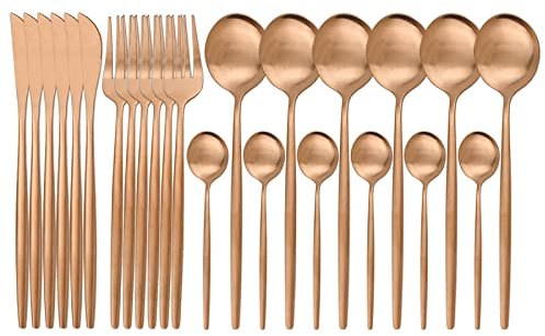 Couverts Ensembles Ensemble De Vaisselle En Acier Inoxydable Couteau Mat Fourchette Cuillère Service De Table 24 Pièces Rose