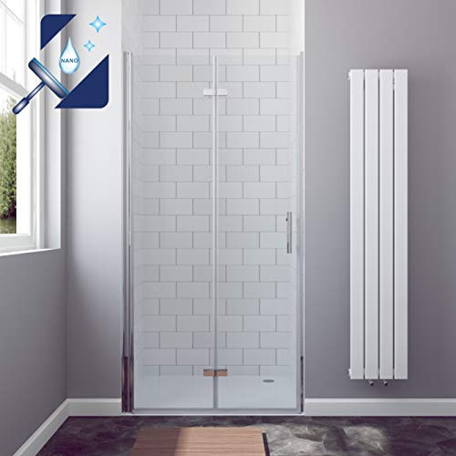 AQUABATOS® Duschtür Faltbar 70 x 195 cm Nischentür Falttür Duschabtrennung Duschwand Glas aus 6mm Sicherheitsglas (ESG) mit Lotus-Effekt Nanobeschichtung