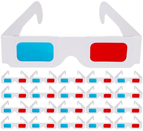 Abaodam 40stücke Brille Aus Papier -Brille Für Kino Und Filme Anaglyphen-Brillen Rot Blau Kompatibel Filme Spiele Und DVDs
