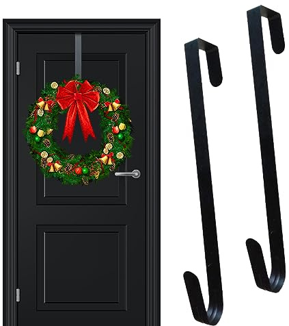 YEAPEAK 2x Crochets à Couronnes, Crochet Couronne De Noël, Crochet Porte Couronne, Cintre Guirlande En Métal, Pour Décoration De Noël, Halloween, Décorations De Noël En Plein Air, 31cm