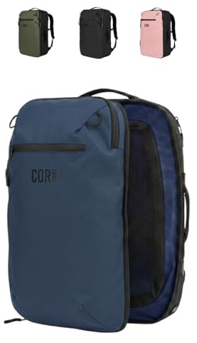 COR Surf Travel Backpack, Carry-On Backpack in zulässiger Handgepäckgröße, wasserfeste Reißverschlüsse, Geheimfächer, ergonomische Schultergurte, Laptop-backpack - The Island Hopper, 28L, Navy Blue