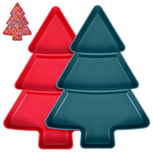 Kichvoe Assiettes En Forme D'arbre De Noël Plateau De Service De Noël Plateau D'apéritif Salade De Fruits Bonbons Plat À Dessert Pour Fête De 2 Pièces