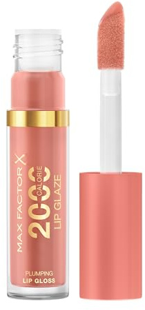 Max Factor 2000 Calorie Lip Glaze Guava Flair, Full Shine Lip Gloss, Nourishing with Hyaluronic Acid & Squalane, Instant Plump, Non-Sticky, Vanilla-Milk Scent, Fuller Looking Lips