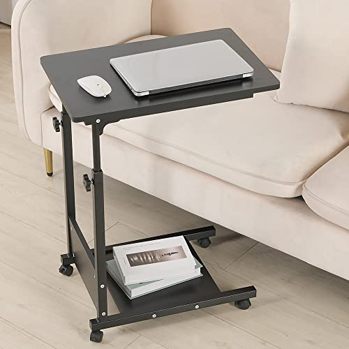 OHMG Laptoptisch, Tisch für Sofa und Bett, hochstellbar, leicht, mit 4 Rollen, moderner Couchtisch