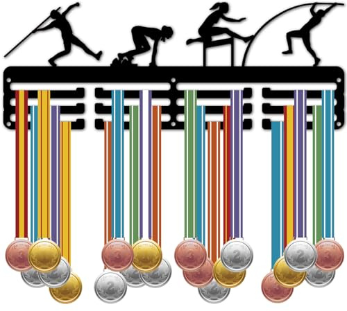 CREATCABIN Medaillenhalter Display Medaillenaufhänger Rack Wandhalterung Rahmen Dekor Sport Medaillenaufhänger Organizer Aufhängen von Über 60 Medaillen Marathon Auszeichnungen 40x15cm