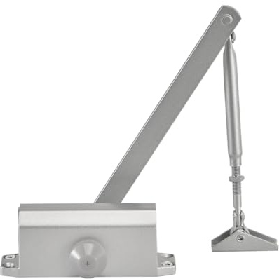 T&K Türschließer Automatischer Einstellbarer Hydraulischer, Silberfarben Aluminiumlegierung Geeignet für 40-60KG, 90° Feststellung, zweistufige Steuerung, Puffer-Türschließer