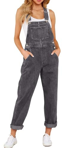 Vetinee Damen Latzhose Jeans Baggy Jumpsuit Oversize Overall mit Taschen