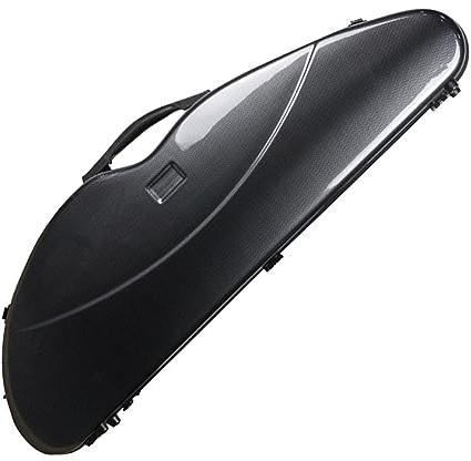 ZoRHac 4/4 Full Size Violin Case, Professional Violin Case Triangle Shape Carbon Fiber Case with Shoulder Straps and Built-in Hygrometer(Color:Black)