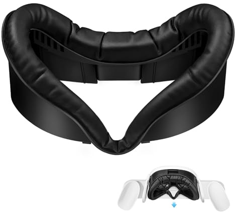 SUPERUS Mejorada Interfaz Facial & Face Cover Pad Compatible con Meta/Oculus Quest 3 Accesorios, Diseño Único para Dock Carga Oficial, Almohadilla Facial Suave de PU Antifugas de Luz para Quest 3