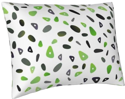 VOSERY Federe per cuscini di dimensioni standard, super morbide con cerniera, traspiranti, resistenti alle pieghe e alle macchie, 20 x 26 cm, con stampa a cerchi verde chiaro