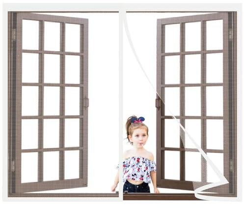 Magnet Fliegengitter Fenster,65x45cm Insektenschutz Fliegenvorhang Magnetisch Türe,Fliegengitter balkontür Fliegenvorhang,Insektenschutz Vorhang,Kinderleichte Klebemontage Ohne Bohren Weiß