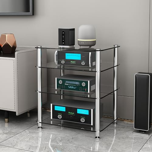 1/2/3/4 livelli armadio audio hifi rack mobile giradischi,mobile hifi,mobili per hifi,mobiletto stereo,supporto audio per cabina audio in vetro,HiFi Av Media Stand ,audio alto rack centro(Clear,4-laye