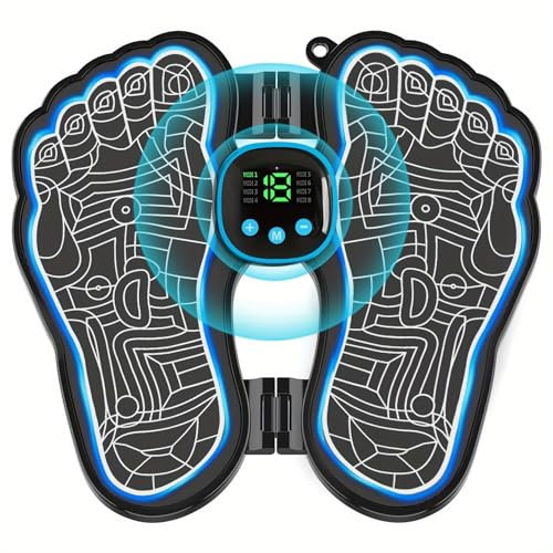 YUCEN TENS/EMS Foot Massager, Tens Machine for Pain Relief and Improve Circulation, Relax Your Foot/Knee/Arm,Rechargeable Feet Massager,LCD Display with 8 Modes 19 Intensities