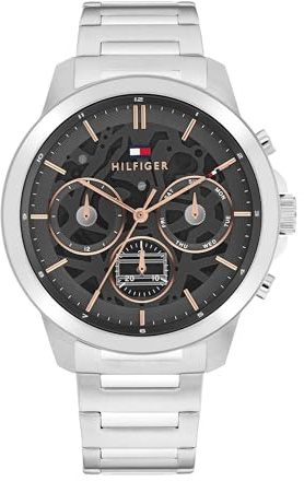 Tommy Hilfiger Multi Zifferblatt Quarz Uhr für Herren mit Silbernem oder Schwarzem Edelstahlarmband