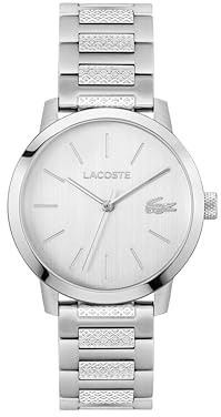 Lacoste Montre à Mouvement à Quartz Trois Aiguilles pour Homme Collection LACOSTE.12.12 Metropole avec Bracelet en Acier Inoxydable Argenté, Doré ou Noir