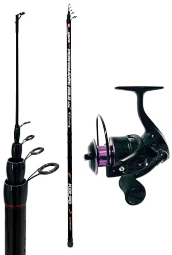 kolpo combo da pesca bolognese con canna 5 mt + mulinello con bobina in alluminio