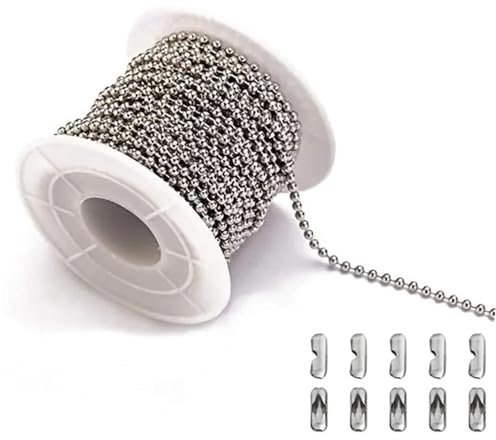 LuoAXINN 5m Stahlkugelkette Perlenkette Perlenkette Ketten for Schmuckherstellung Armband Zugkette Kleine Kugelperlenkette Rolle für Schmuckherstellung(Steel 4mm)