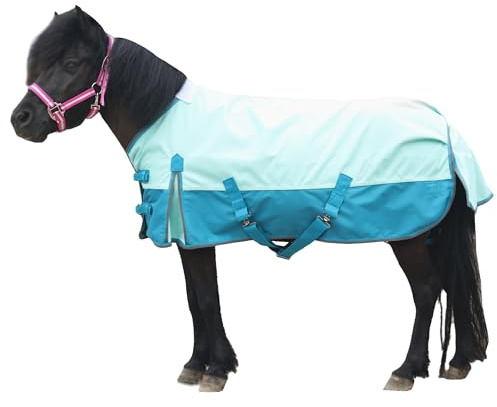 Leberna Manta impermeable 1200D ligera para lluvia Pony Mini Shetland 0g de relleno (Turquesa, 0,91 m)