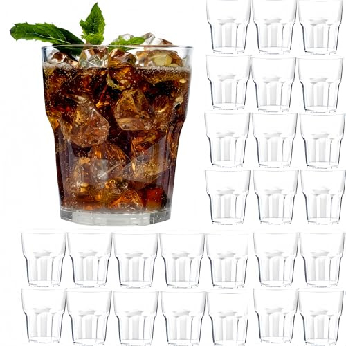 Küchera 20 Pack Reusable Plastic Glasses 260ml - Shatterproof Acrylic Tumblers, Dishwasher Safe Stackable Cups, BPA Free Unbreakable Drinking Beakers for Kids, BBQ, Camping, Garden Party & Events