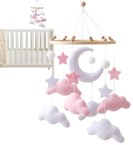 Jouet De Lit Bébé, Mobiles de Puériculture pour Berceau, Décoration Apaisante Pour Chambre Nursing Fille Garçon Fille
