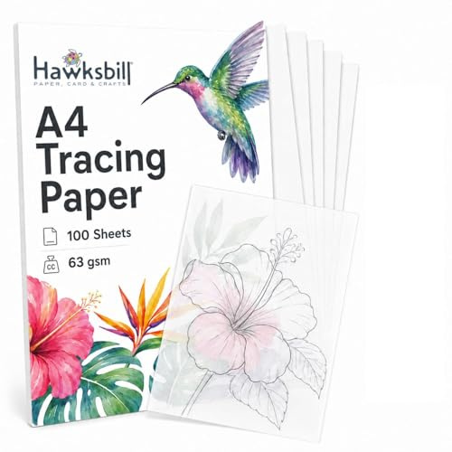Hawksbill A4 Tracing Paper Transparent Paper 25 Sheet 63 GSM for Calligraphy Drawing Overlays Sketching Arts & Crafts