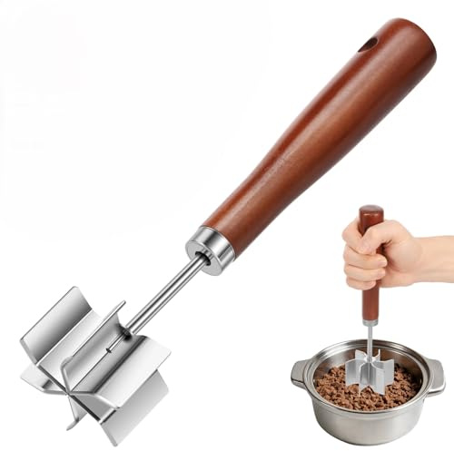 Beef Mince,Mince Masher,Ground Meat Masher with 6-Blade Head for Ground Beef,Turkey,Hamburger Meat,Potato,Stainless Steel Heat Resistant and Non-Stick Safe Kitchen Utensil