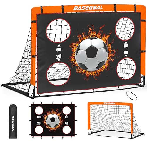 Porte da Calcio per Giardino, Porta da Calcio per 150x120cm, Porticine Da Calcio con Aste In Fibra di Vetro e Reti di Alta Qualità, Bullseye e Borsa per Giardino e Gioco per Interni