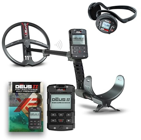 XP Metal Detectors Deus II + WS6ST - Kabelloser Multifrequenz-Metalldetektor, Fernsteuerung, FMF 11 (28cm) Spule, WS6ST Funkkopfhörer und S-Teleskopgestänge (DEUS2-28FMFRCWS6ST)
