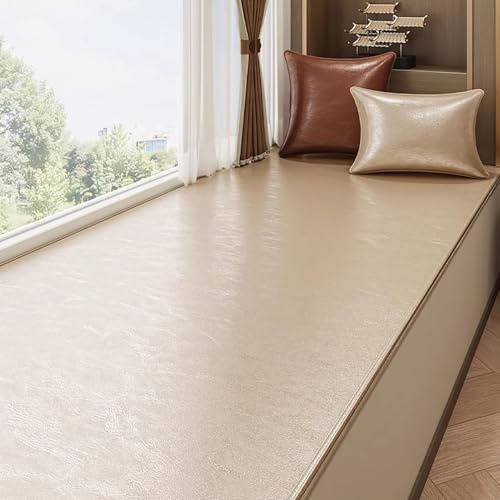 Waterproof Faux Cowhide Window Sill Cushion Mat - Anti-Scratch Indoor Pad for Cats, 67x20in, Black Cover for Stylish Window Lounging