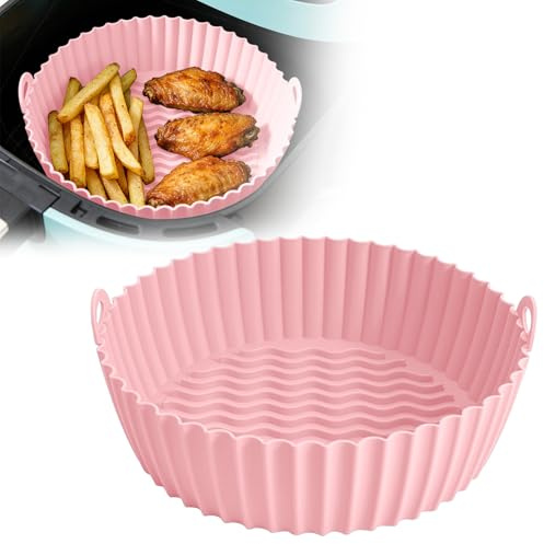 Air Fryer - Cestino rotondo in silicone, per friggitrice ad aria calda, riutilizzabile, resistente al calore, antiaderente, inserto in silicone per friggitrice ad aria calda, per forno a microonde