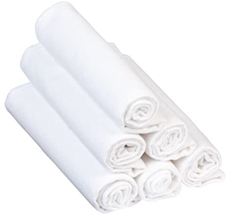 BORNINO Flanelltücher, 6er Set, Moltontücher für Babys, Schnuffeltuch Windelunterlage Spucktuch, 40x40 cm, Baumwolle, Weiß