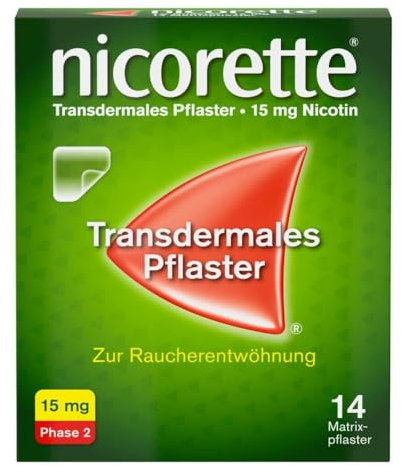Nicorette Nikotinpflaster mit 15 mg Nikotin zur Raucherentwöhnung, 14 Stück