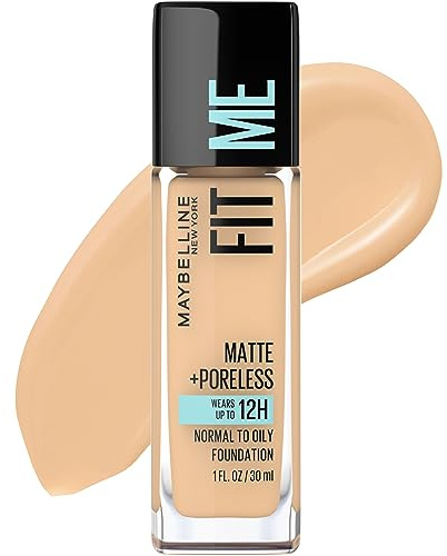 Maybelline Fit Me Matte + Poreless Liquid Oil-Free Foundation Makeup, Warm Nude, 1 Count (Packaging May Vary)