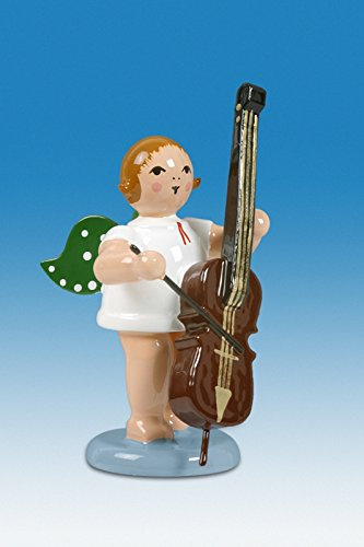 Rudolphs Schatzkiste Holzfigur Engel mit Bassgeige und Krone Höhe 6cm NEU Holzengel Instrument Seiffen Erzgebirge Figur Dekoration Holzfiguren Weihnachten Fensterschmuck Spielzeug Deko
