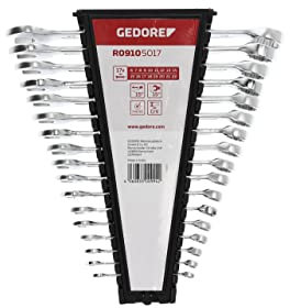 GEDORE red Ring-Maulschlüssel-Satz, 17-teilig, SW 6-22, Chrom-Vanadium-Stahl, Silber