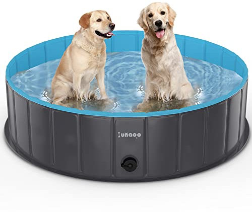 lunaoo Foldable Dog Paddling Pool - Portable Kiddie Pool for Kids, PVC Bathing Tub, Outdoor Swimming Pools for Large Small Dogs